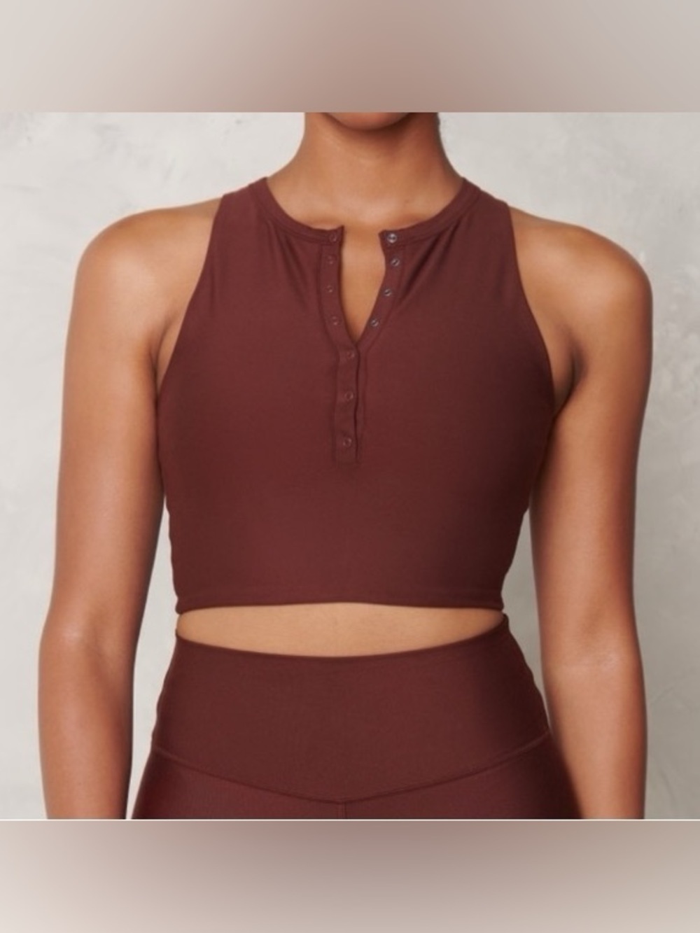 YPB Snap-Front Workout Crop Tank in Deep Plum